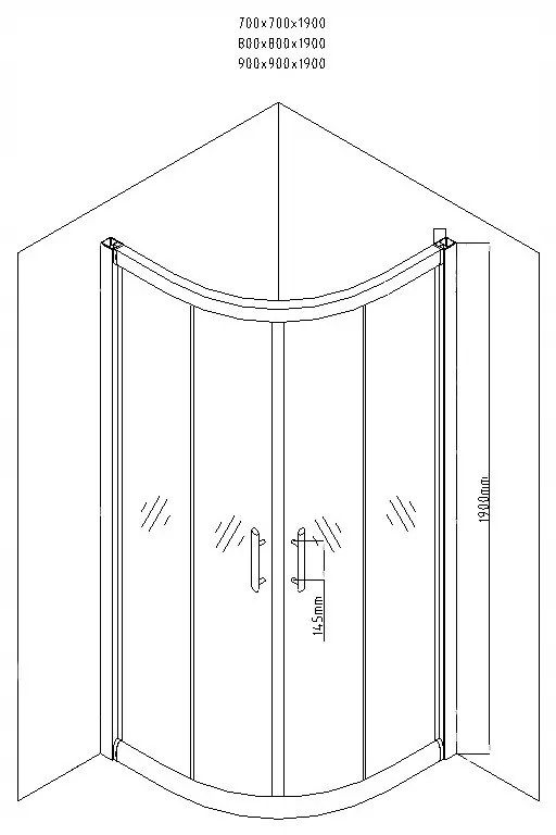 MEXEN RIO sprchovací kút štvrťkruh 80x80x190 cm 5mm chróm-číre 863-080-080-01-00 - MEXEN