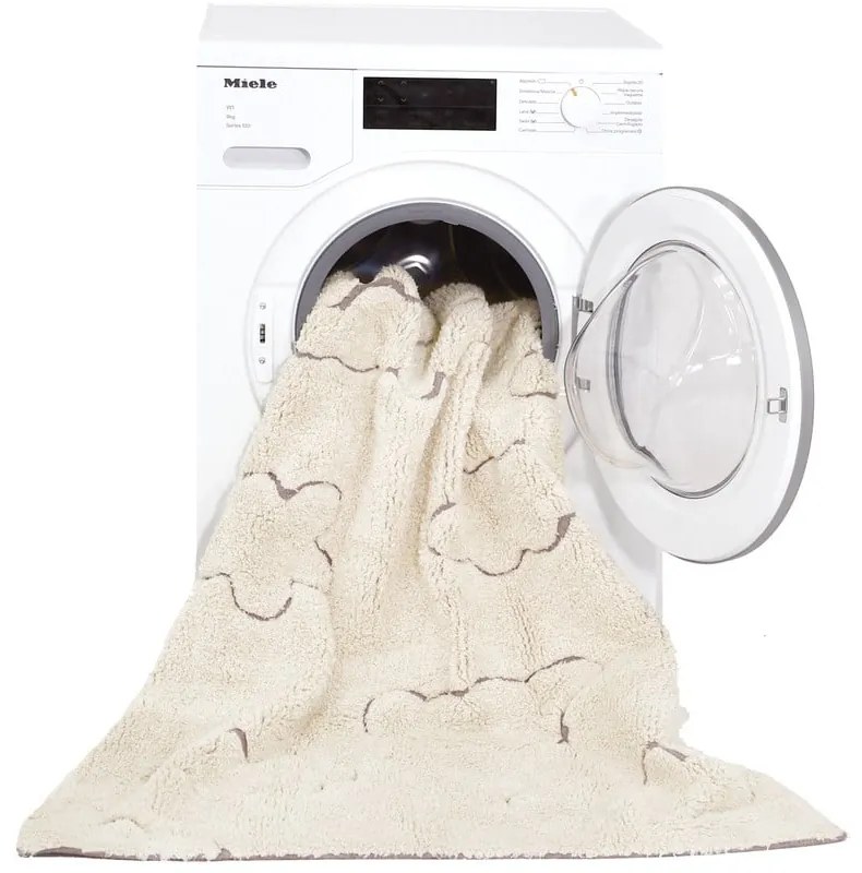 Krémový prateľný ručne tkaný bavlnený detský koberec 90x130 cm Clouds – Lorena Canals