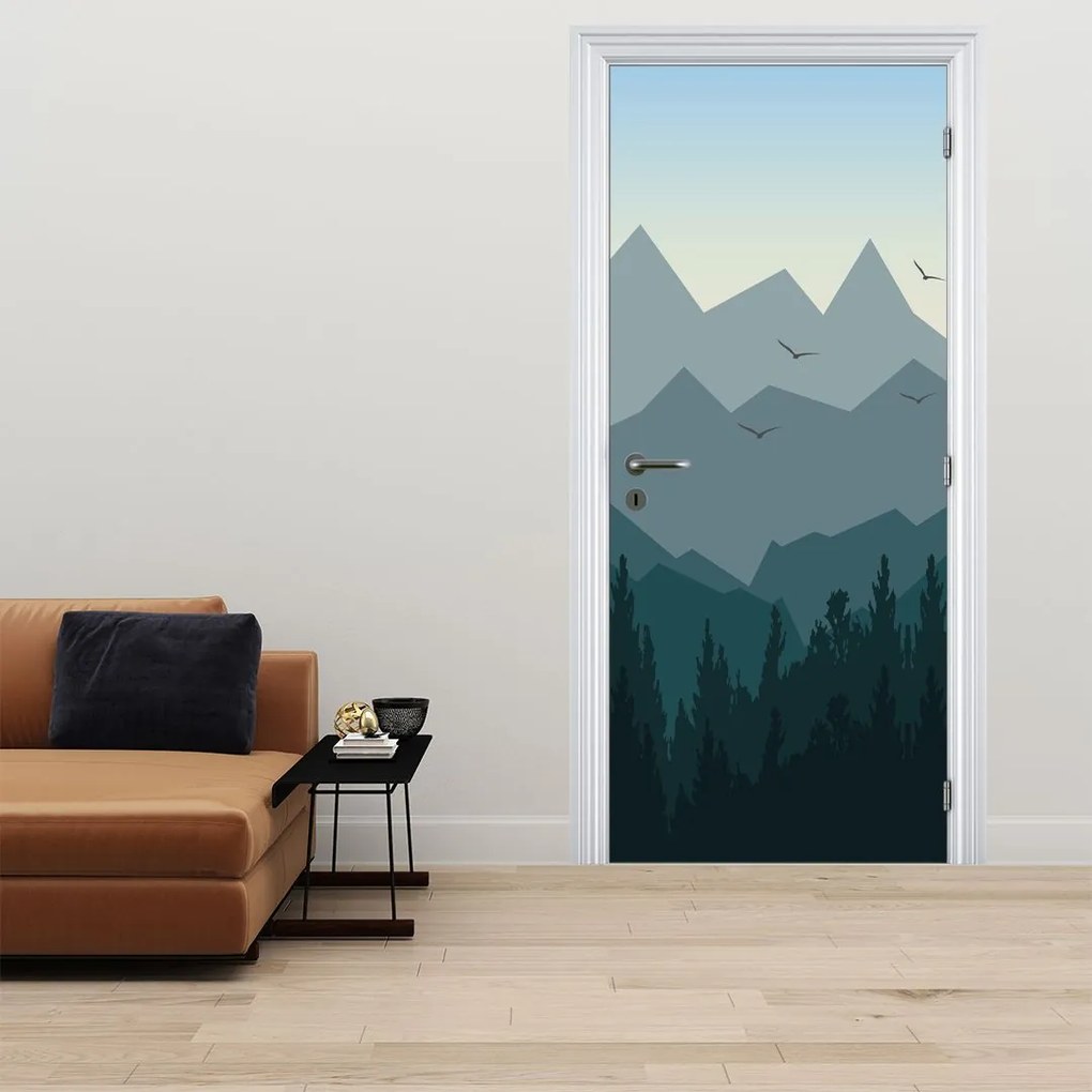 Fototapeta na dvere - Hory pohľadom grafika (95x205cm)