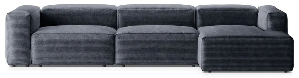 Sivomodrá menčestrová rohová pohovka (pravý roh/s leňoškou) Bergamo – Cosmopolitan Design