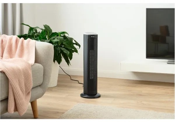 Sencor - Ventilátor s keramickým vykurovacím telesom 1300/2200W/230V čierny + diaľkové ovládanie