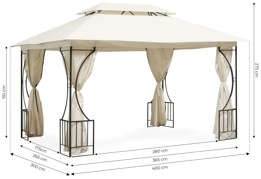 Záhradný stan 3 x 4 m s moskytiérou v béžovej farbe
