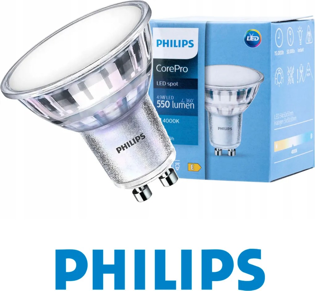 LED žiarovka Philips Corepro GU10 - 4,9 W - 550 Lm - neutrálna biela - Premium