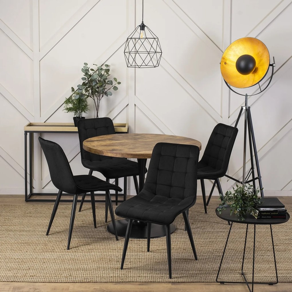 Okrúhly jedálenský stôl LINO 100 cm dub rustikálny/čierny