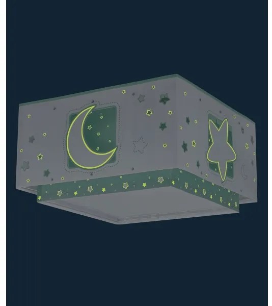Dalber 63236H - Detské stropné svietidlo MOONLIGHT 2xE27/60W/230V zelená