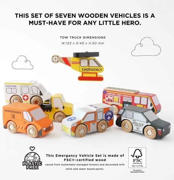 Le Toy Van - Set záchranných autíčok s vrtuľníkom
