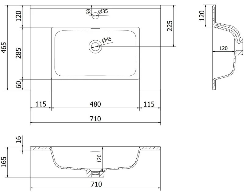 Mexen Orio, kúpeľňová skrinka 70 cm s umývadlom Otis, 2 zásuvky, grafitová matná/biela matná, 91A10-07047-2-BFF66-W18M01