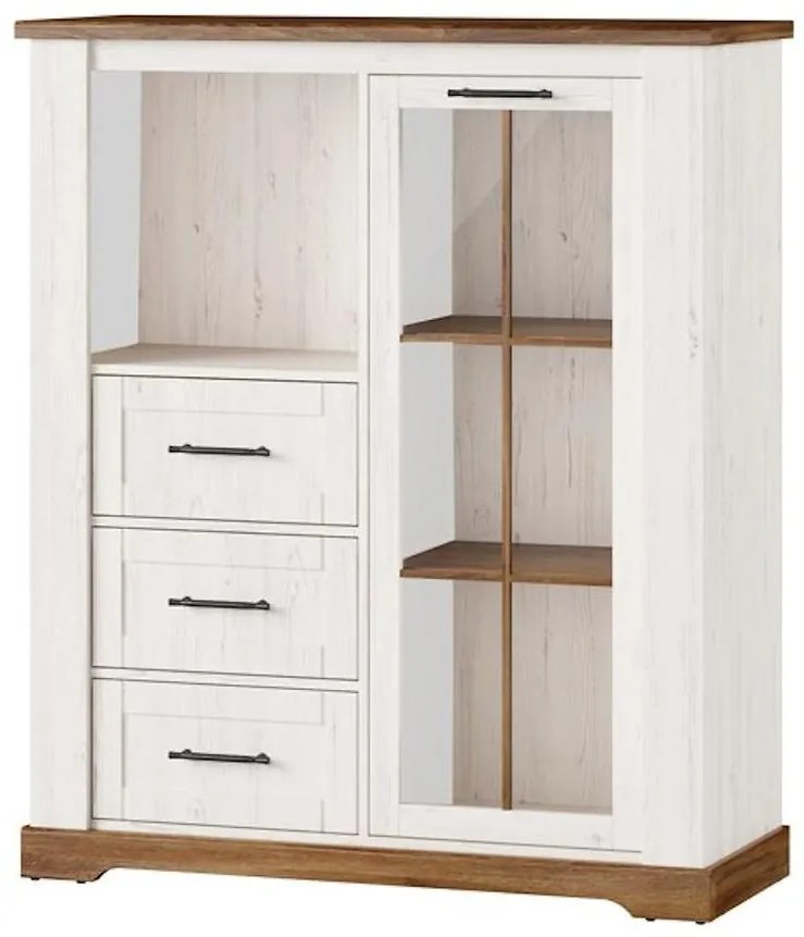 Vitrína 15 Country nízka 1d3s dub stirling/borovica anders