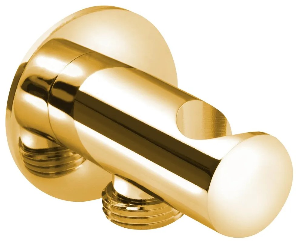 Sapho Sapho, Držiak sprchy guľatý, pevný, s vyústením, zlato, SG203OR