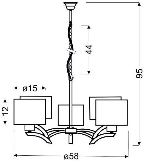 Luster na lanku DRAGA 5xE27/60W/230V béžová/lesklý chróm