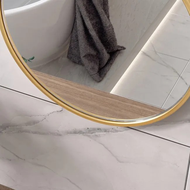 Erga Round, okrúhle zrkadlo 40cm, zlatý rám, ERG-V01-ROUND-4040-GD