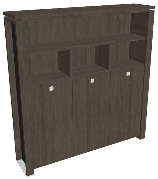 Vysoká šatníková skriňa Verno+ S 200 x 46 x 210 cm, s regálom, dub antracit / čierna