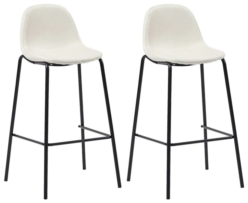 vidaXL Barové stoličky 2 ks, krémové, látka