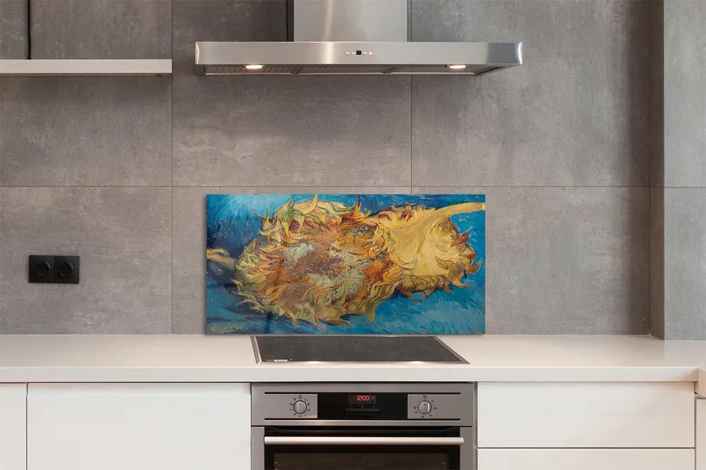 Sklenený obklad do kuchyne Umenie kvety slnečnica 100x50 cm