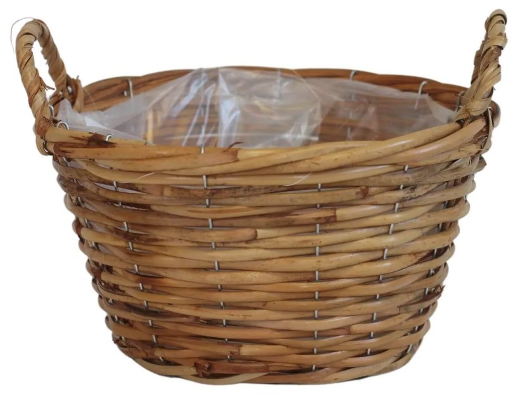 Hnedý ratanový košík s uškami 28cm