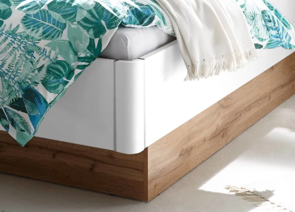 Posteľ s nočnými stolíkmi Capri 180x200 cm, dub wotan/biela