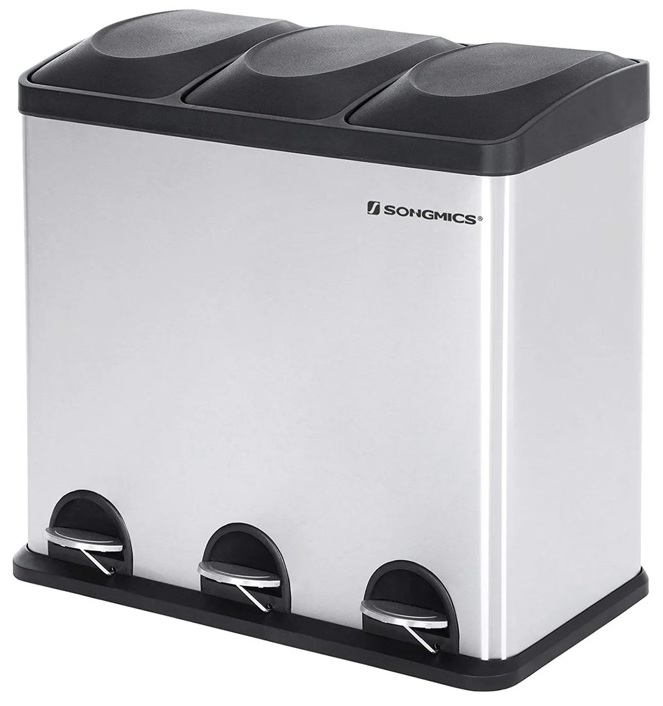Odpadkový kôš 3 x 18 l strieborno-čierny