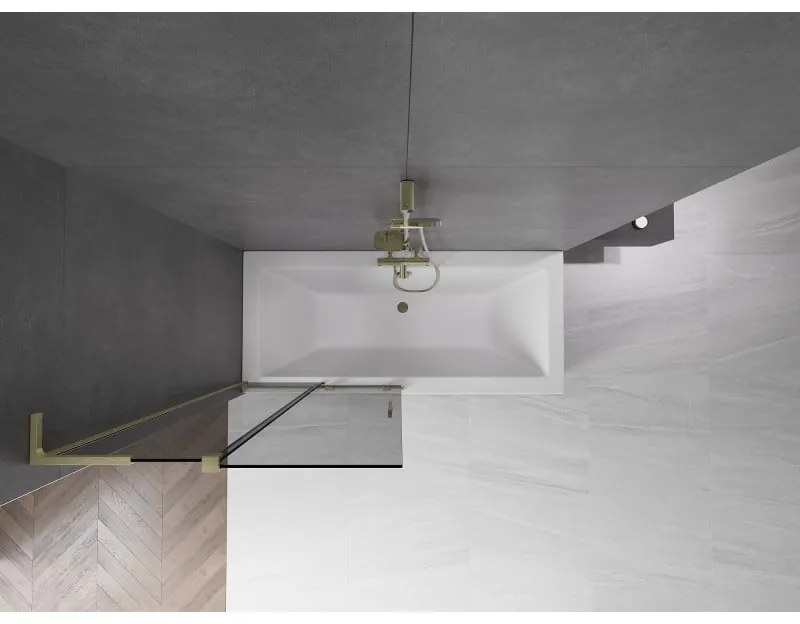 Mexen Velar L, 2-krídlová posuvná vaňová zástena 90 x 150 cm, 8mm šedé sklo, zlatá matná, 896-090-003-41-55