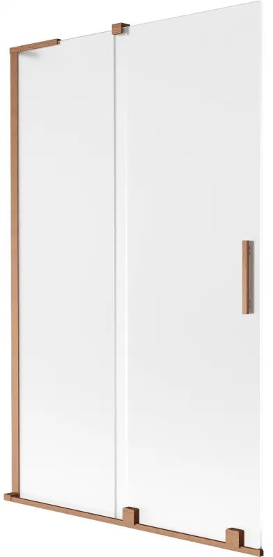 Mexen Velar L, 2-krídlová posuvná vaňová zástena 110 x 150 cm, 8mm sklo námraza, medená matná, 896-110-003-31-65