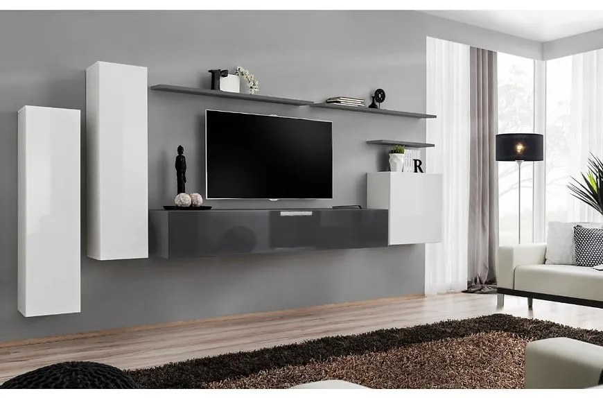 Obývacia stena Switch I Biely/Grafit