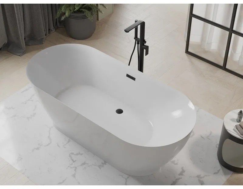 Mexen Roxy, voľne stojaca vaňa 180 x 85 cm, biela, čierny matný prepad, 51201808500-70