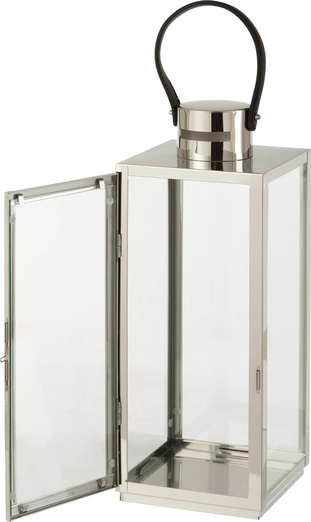 Strieborný kovový lampáš Recin - 17*16*51cm
