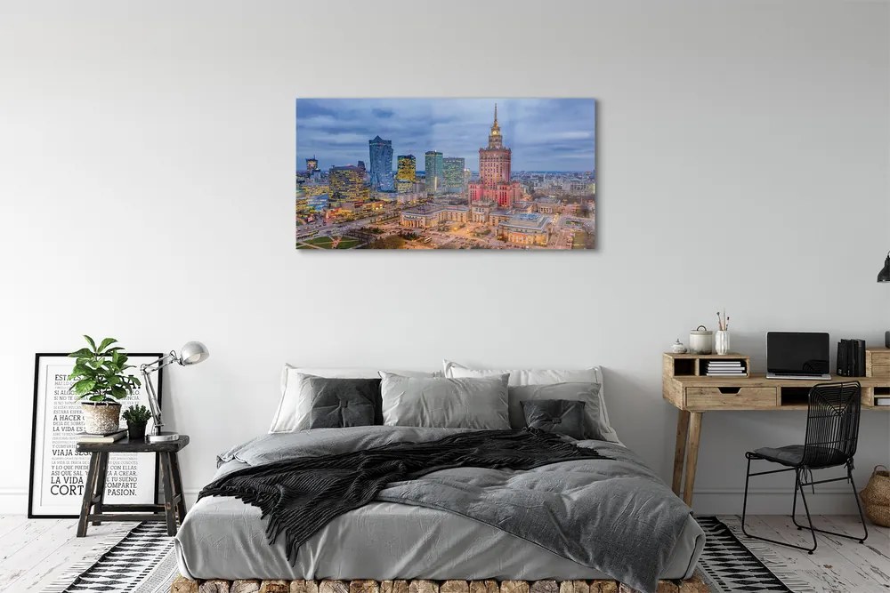 Obraz na akrylátovom skle Warsaw panorama západu slnka 125x50 cm