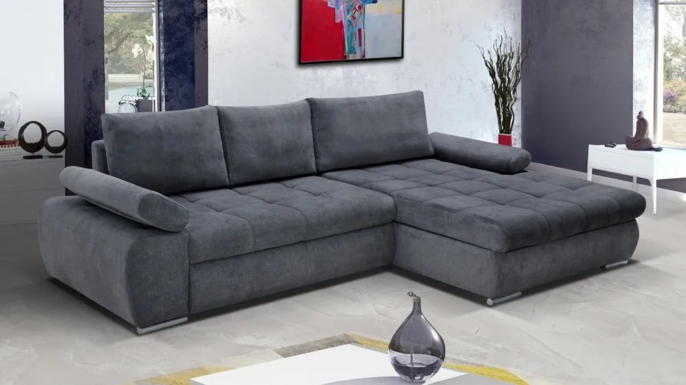 Veľká rozkladacia rohová pohovka L s úložným priestorom Inferno