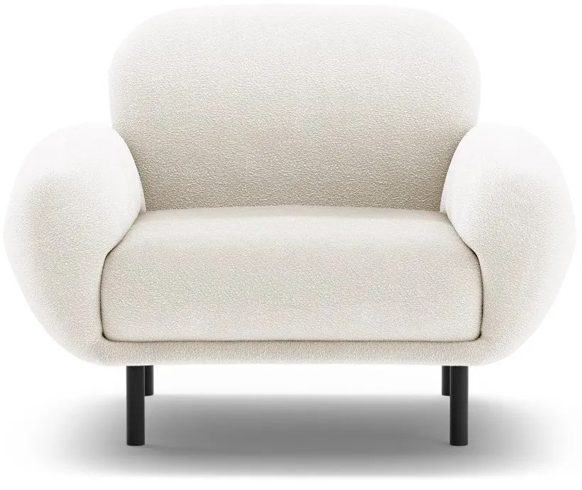 Biele kreslo z textílie buklé Poppy – Micadoni