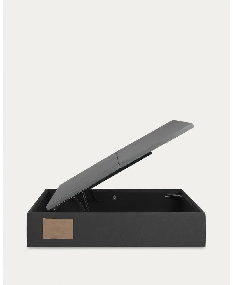 Čierna čalúnená dvojlôžková posteľ s úložným priestorom 160x200 cm Matters – Kave Home