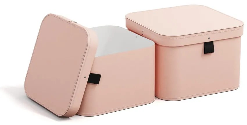 Ružové kartónové úložné boxy v súprave 2 ks s vekom 28,5x28,5x19,5 cm Ludvig Paper Laminate – Bigso