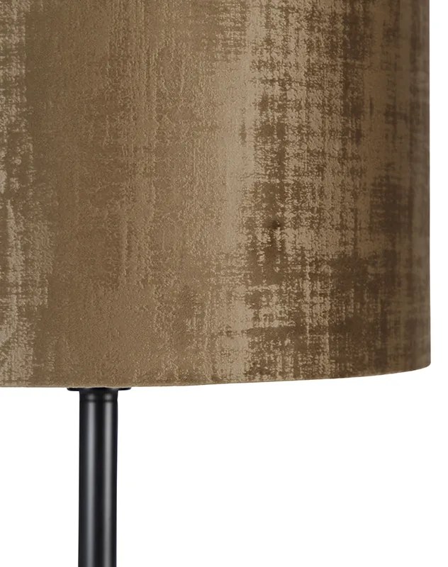 Klasická stojaca lampa čierna odtieň hnedá 40 cm - Simplo
