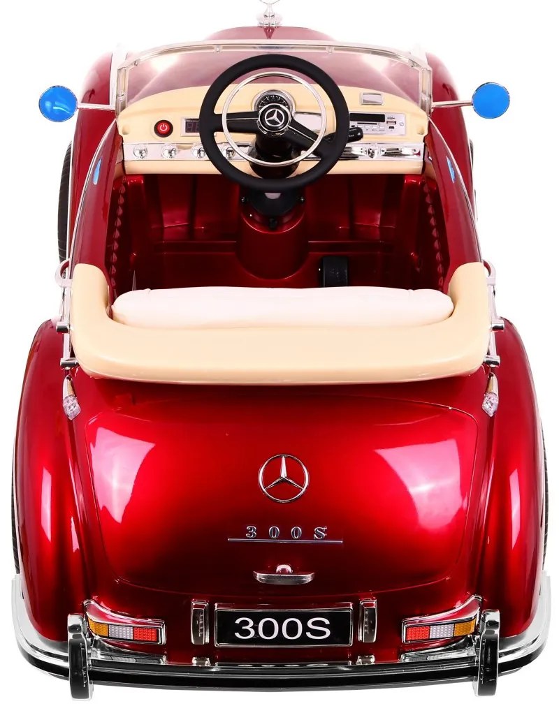 Mercedes Benz 300S Retro pre deti + diaľkové ovládanie + EVA + free Start + LED MP3 - červené
