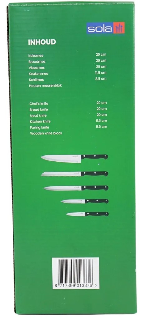 Súprava nožov SOLA KNIFE v drevenom bloku, 6 ks