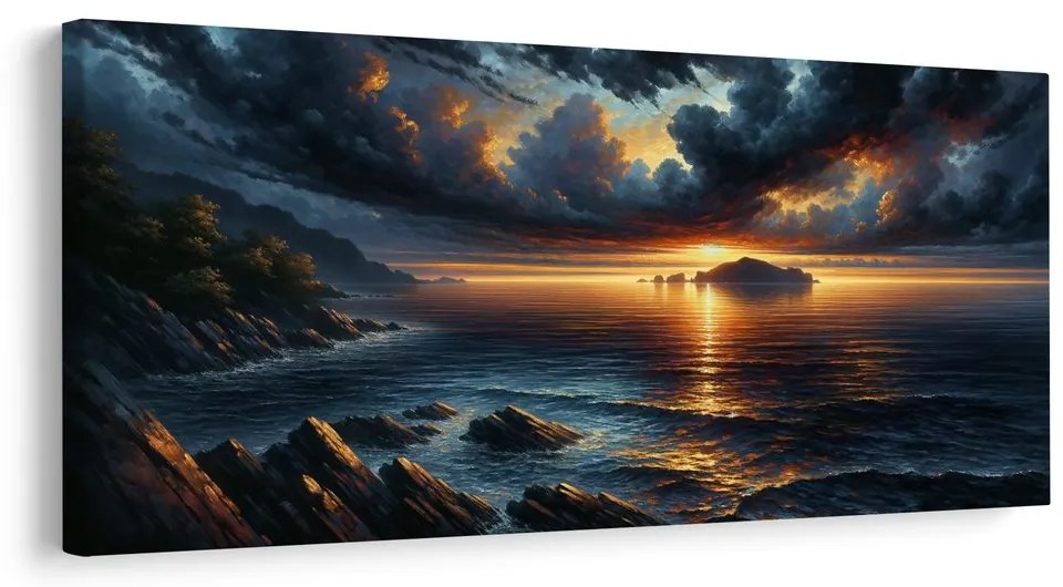 Obraz búrkové mraky nad oceánom