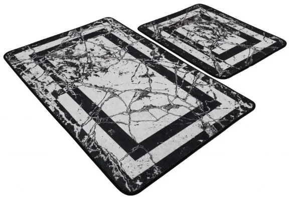 Súprava 2 kúpeľňových predložiek MarmorBlackie čierna/biela