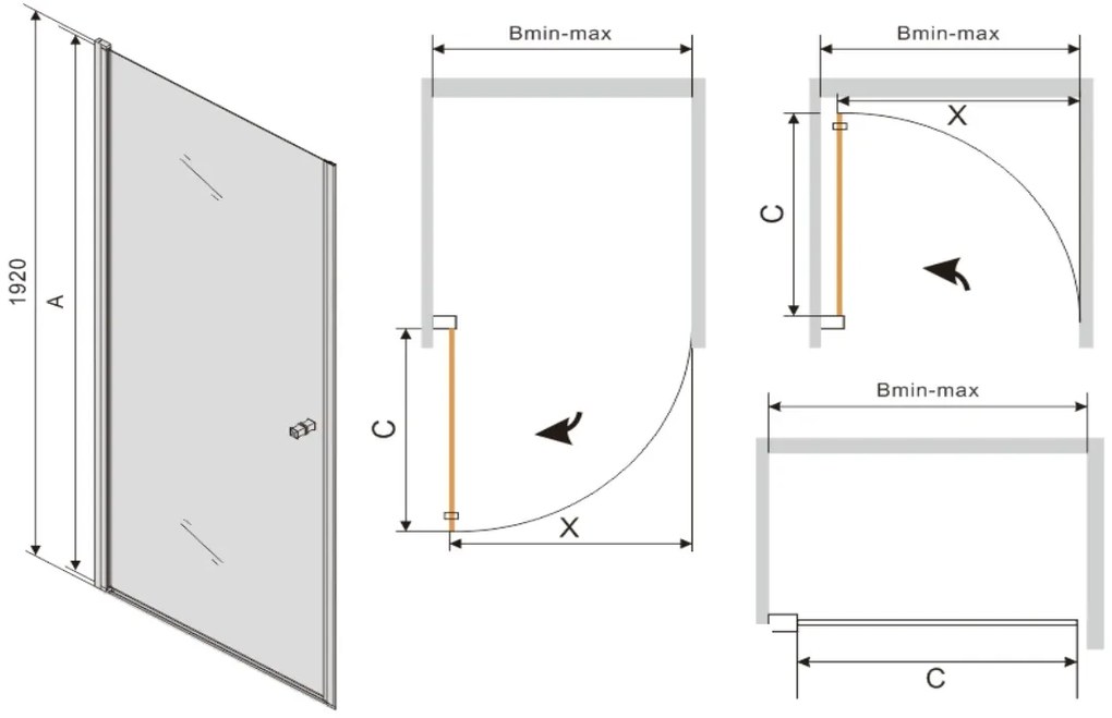 Sprchové dvere MEXEN PRETORIA 75 cm