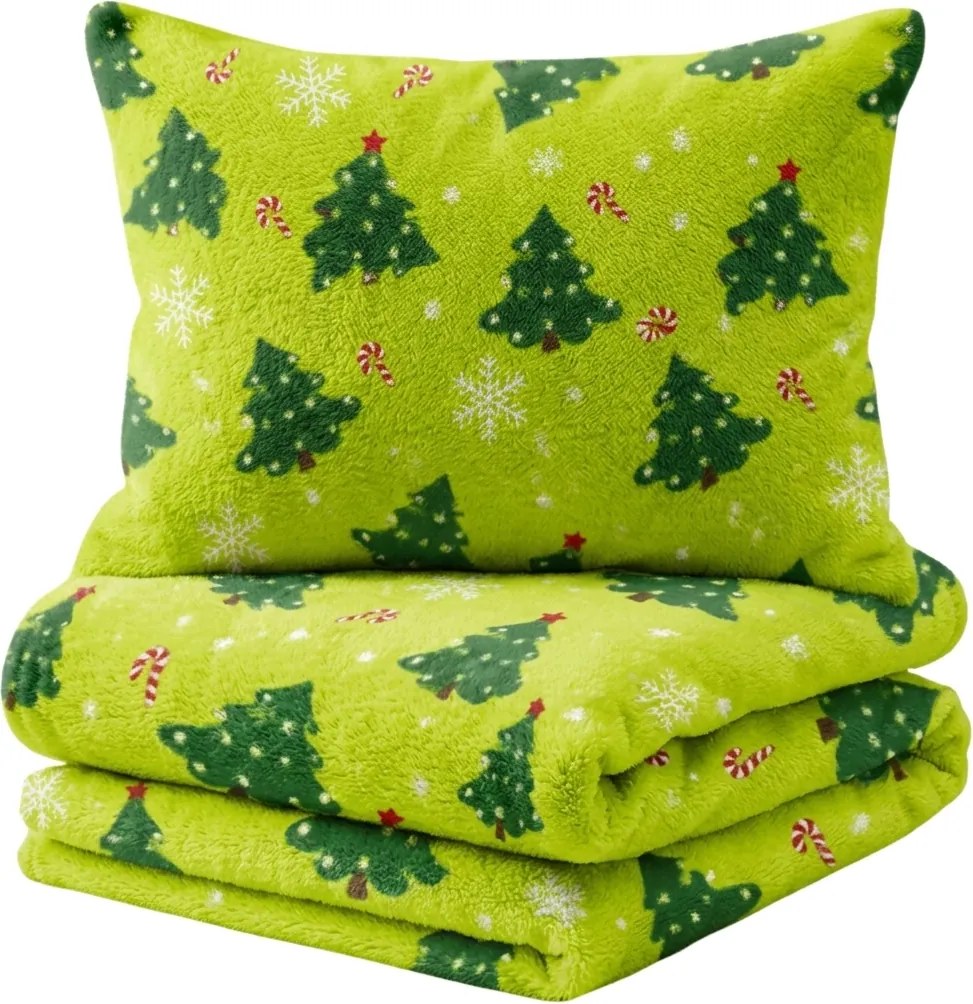 Mikroplyšové obliečky CHRISTMAS TREE zelené Rozmer obliečky: 70 x 90 cm | 140 x 220 cm