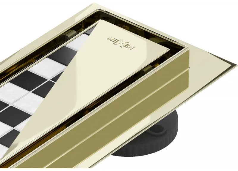 Mexen Flat nerezový sprchový žľab 110 cm vzor M13, 2v1, zlatá, 1510110