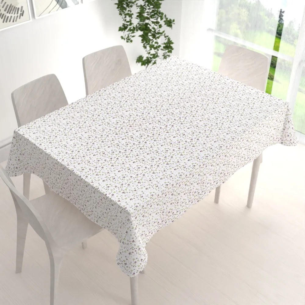 Biante Bavlnený obdĺžnikový obrus Sandra SA-004 Fialové ružičky 120x140 cm
