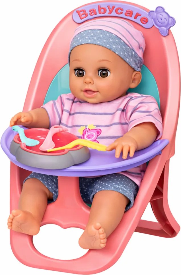 LEAN Toys Bábika Bobas – čurá, bľaboce, plače, hovorí, vydáva 12 zvukov, príslušenstvo, stolička