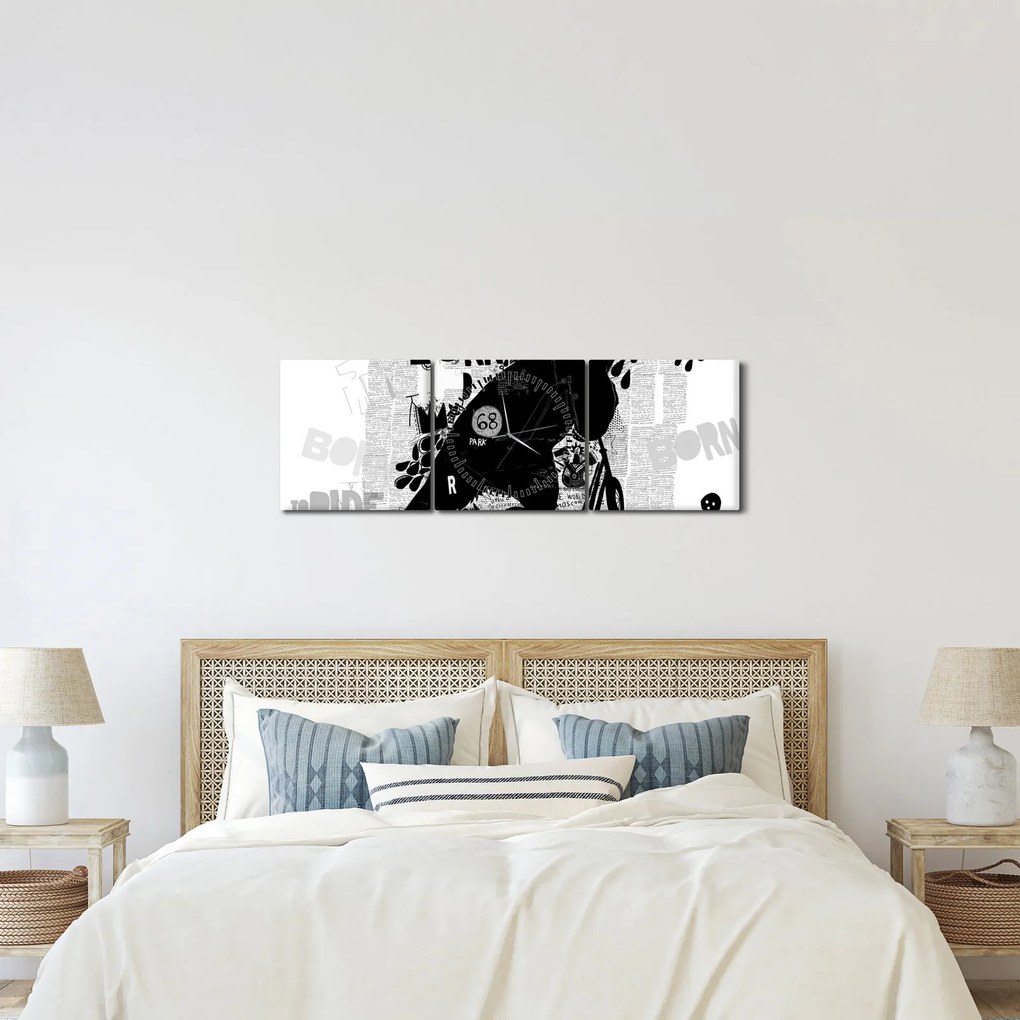 Obraz - Zrodený na jazdu (s hodinami) (90x30 cm)