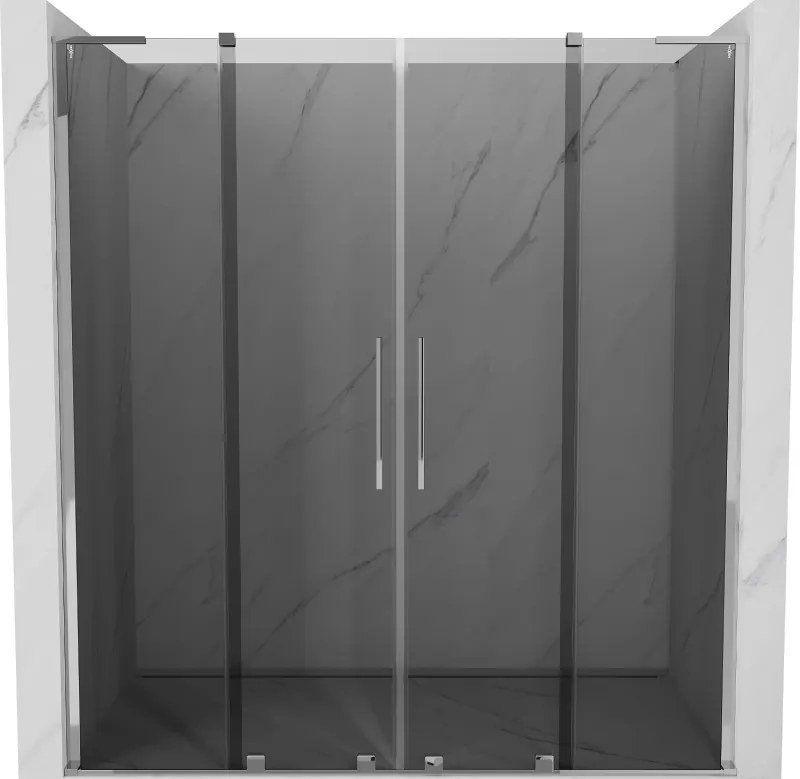 Mexen Velar L Duo, posuvné sprchové dvere do otvoru 200 cm, 8mm šedé sklo, chrómová, 871-200-003-42-01