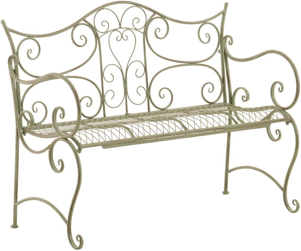 Rustikálna kovová lavička Tar - Zelená antik