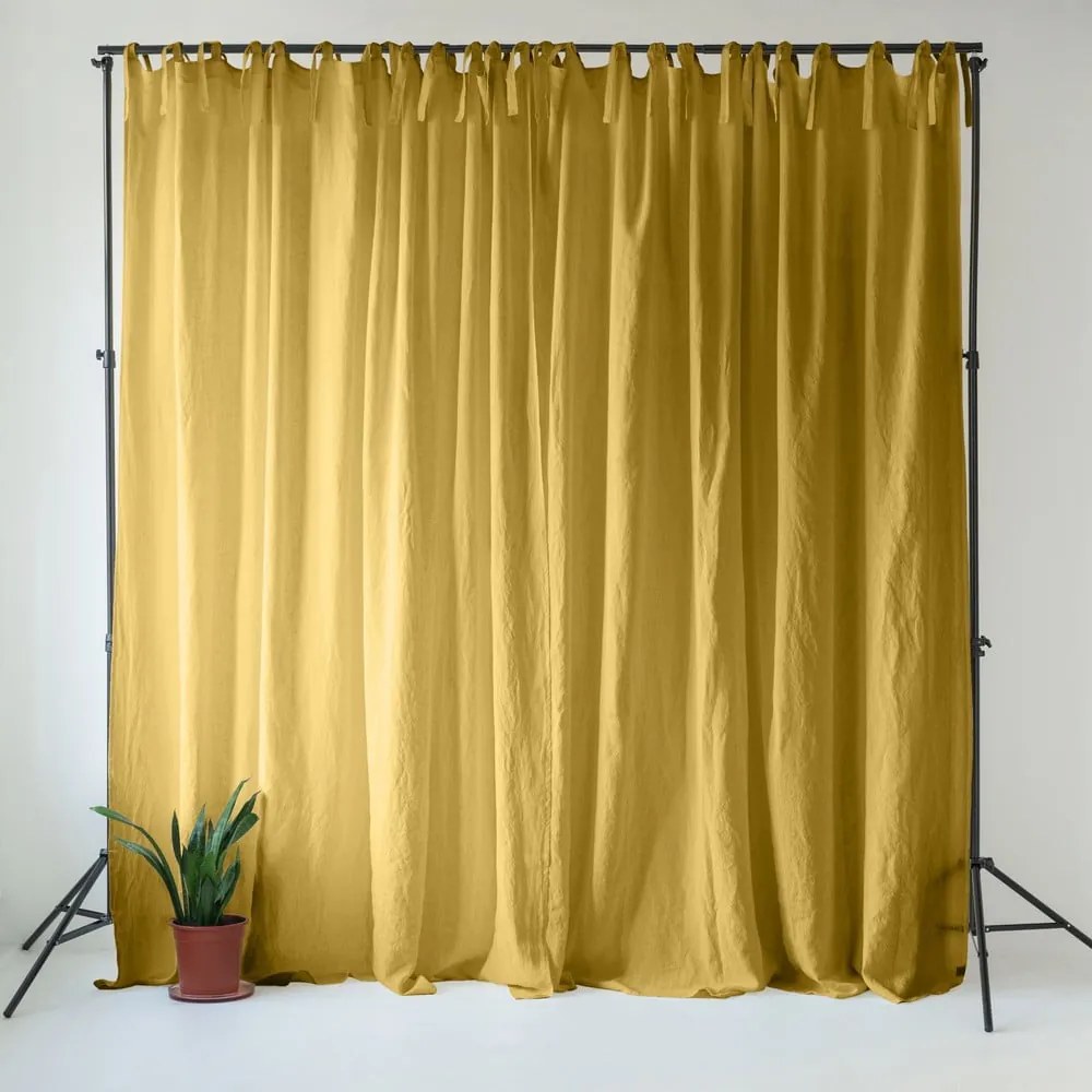 Žltý ľanový záves 140x250 cm Lemon Curry – Linen Tales