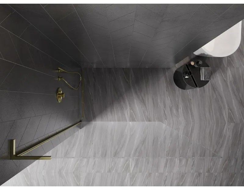 Mexen, Mexen Kioto-X L sprchová stena 80 x 200 cm, transparentná 10 mm, zlatá - 800-080-107-50-00-X