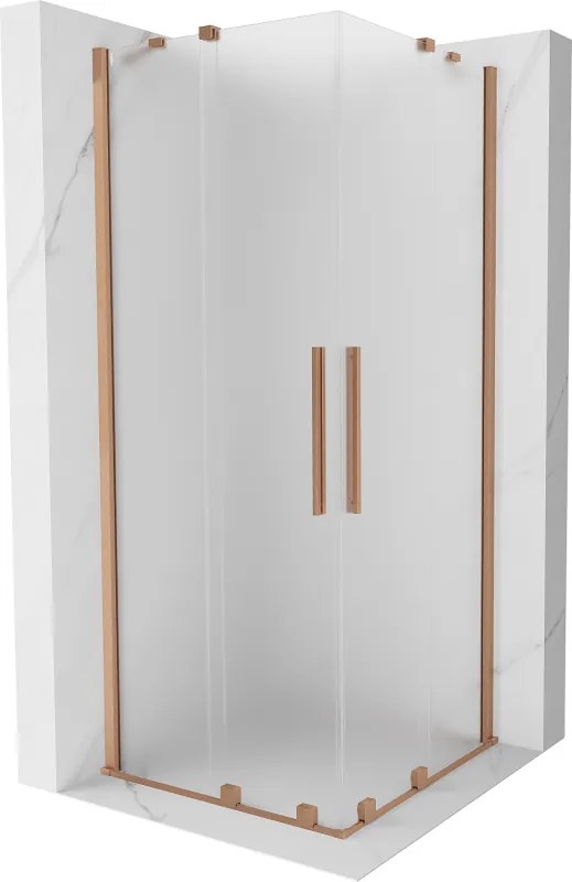 Mexen Velar Duo, sprchový kút s posuvnými dverami 90 x 90 cm, 8mm sklo námraza, medená matná, 871-090-090-32-65