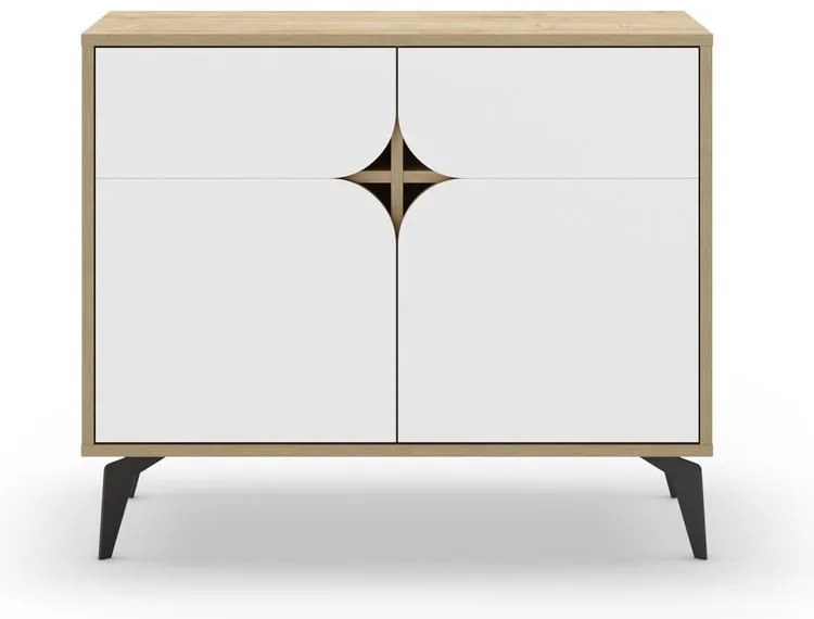 Skrinka v dekore duba v bielo-prírodnej farbe 95x79 cm Nola – Marckeric