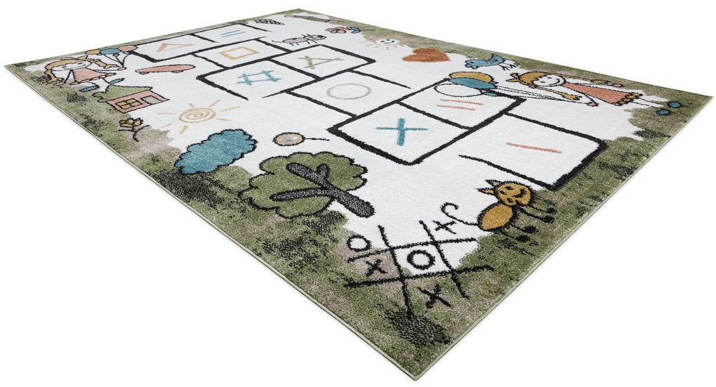 Koberec FUN Hop pre deti, zvieratká, zelený