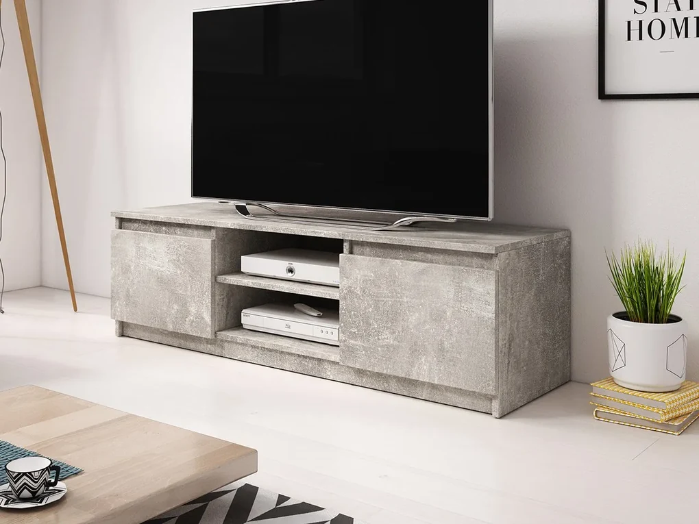 TV stolík Ziziko, Farby: dub wotan / dub wotan + čierny grafit, Osvetlenie: osvetlenie LED biele